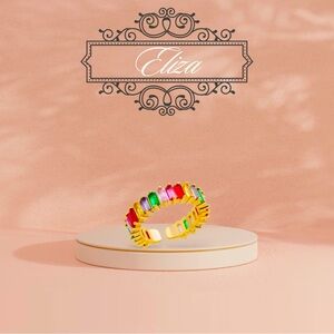 Des’on Women’s Eliza Multi Colored Gemstone Adjustable Ring